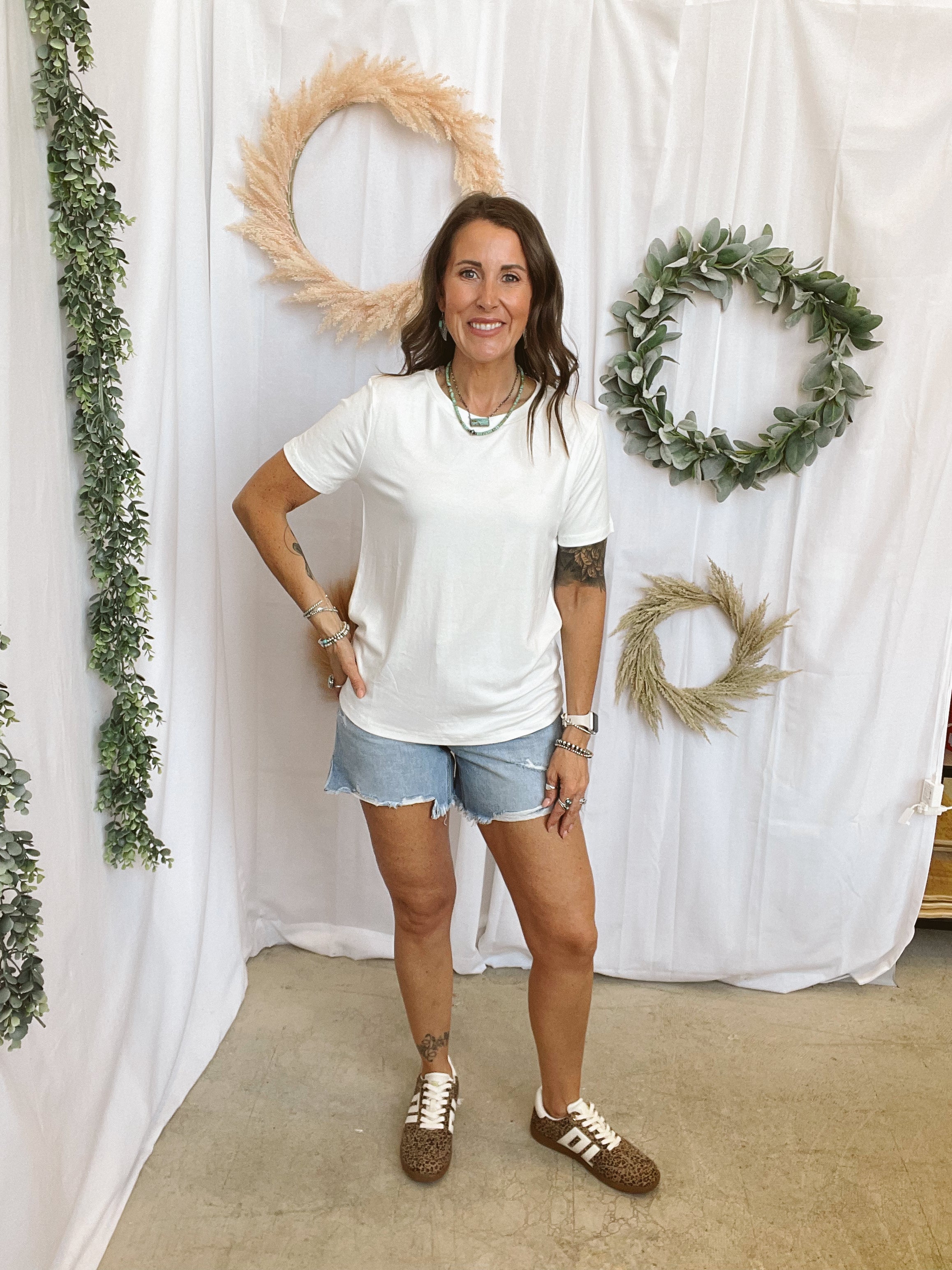Bella Basic Round Neck Top-White-Short Sleeve Tops-staccato-The Silo Boutique, Women's Fashion Boutique Located in Warren and Grand Forks North Dakota