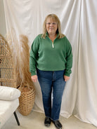 Zen Quarter Zip Sweatshirt-Olive-Sweatshirts-Zenana-The Silo Boutique, Women's Fashion Boutique Located in Warren and Grand Forks North Dakota