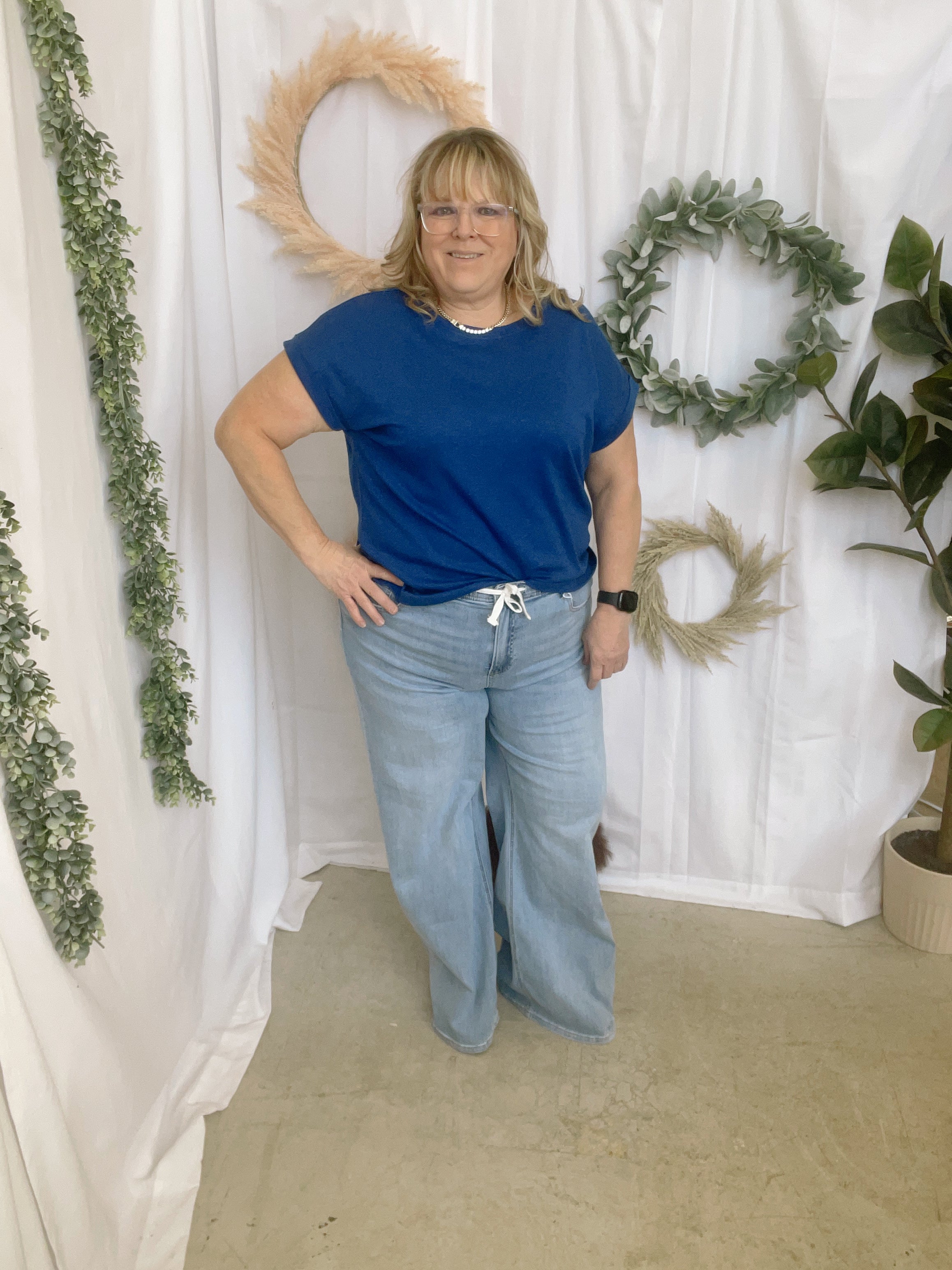 Kelly Slub Rolled Sleeve Tee-Short Sleeve Tops-Zenana-The Silo Boutique, Women's Fashion Boutique Located in Warren and Grand Forks North Dakota