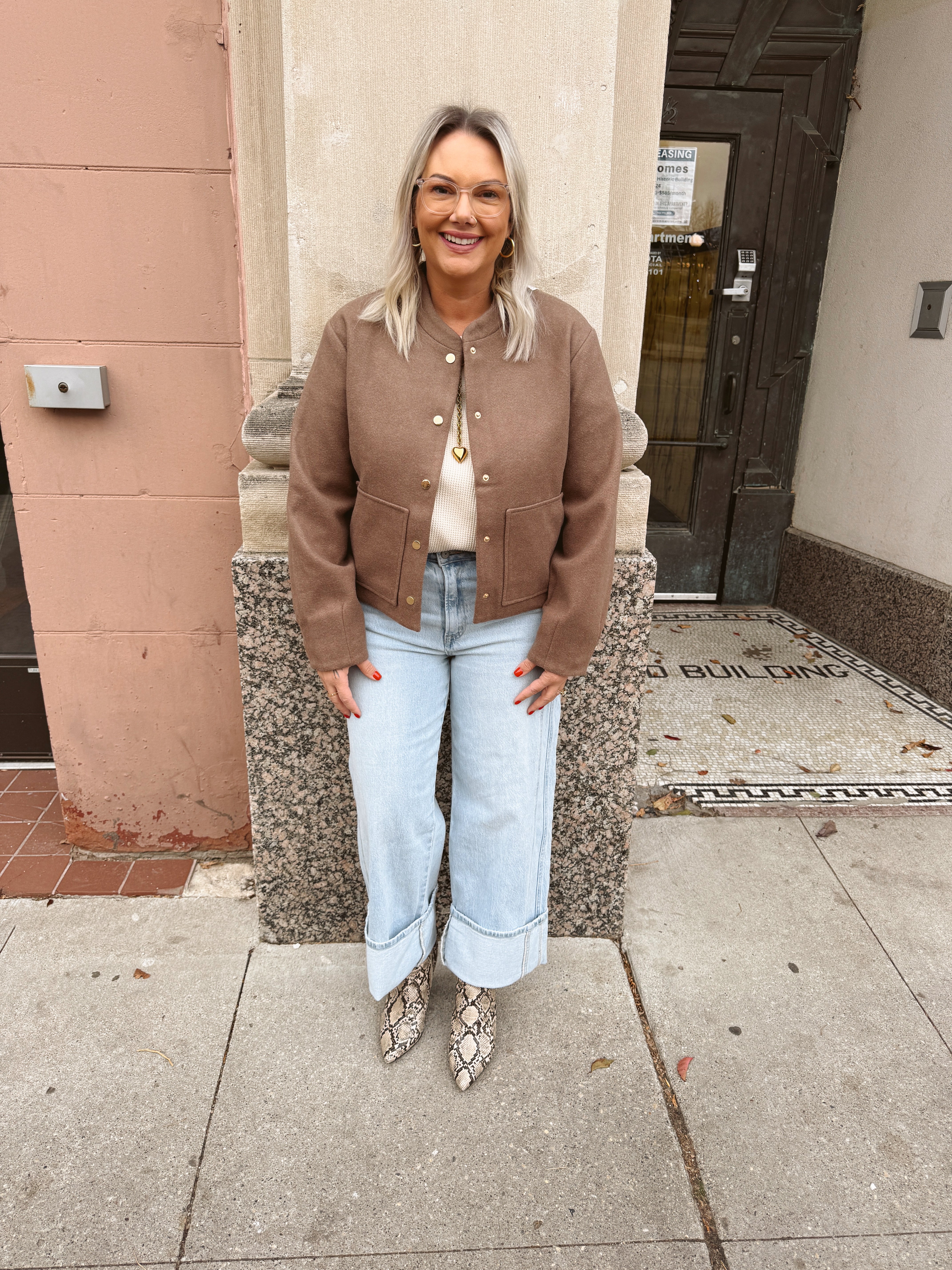 Mocha Bomber Jacket-Final Sale-Coats & Jackets-hem and thread-The Silo Boutique, Women's Fashion Boutique Located in Warren and Grand Forks North Dakota