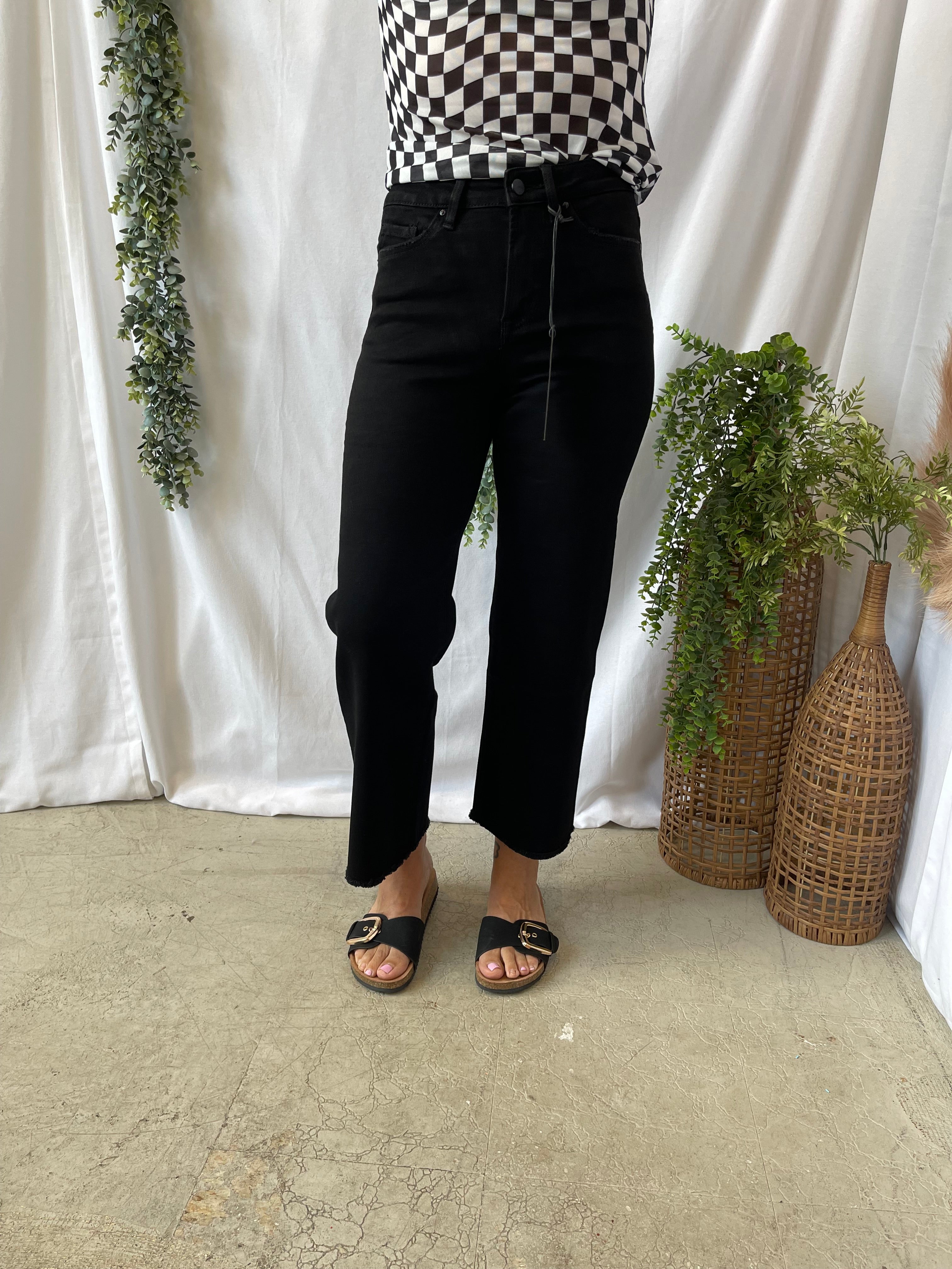 Mica Black Beauty Wide Leg Jeans-Jeans-mica-The Silo Boutique, Women's Fashion Boutique Located in Warren and Grand Forks North Dakota