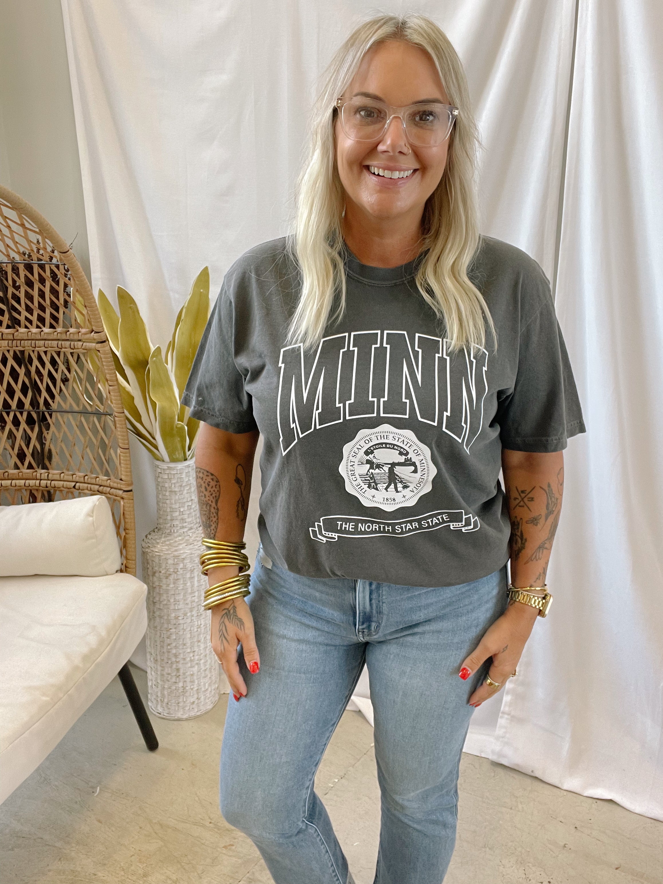 Charcoal Minnesota Tee-Final Sale-Graphic Tees-218-The Silo Boutique, Women's Fashion Boutique Located in Warren and Grand Forks North Dakota