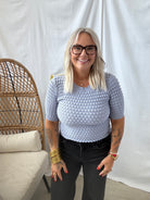 Bubble Textured Knit Top-Periwinkle-Final Sale-Short Sleeve Tops-listicle-The Silo Boutique, Women's Fashion Boutique Located in Warren and Grand Forks North Dakota