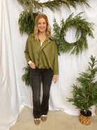 Olive Suede Bomber Jacket-Coats & Jackets-faire-The Silo Boutique, Women's Fashion Boutique Located in Warren and Grand Forks North Dakota
