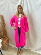 Panache Long Cardigan-Pink-Cardigans-panache-The Silo Boutique, Women's Fashion Boutique Located in Warren and Grand Forks North Dakota