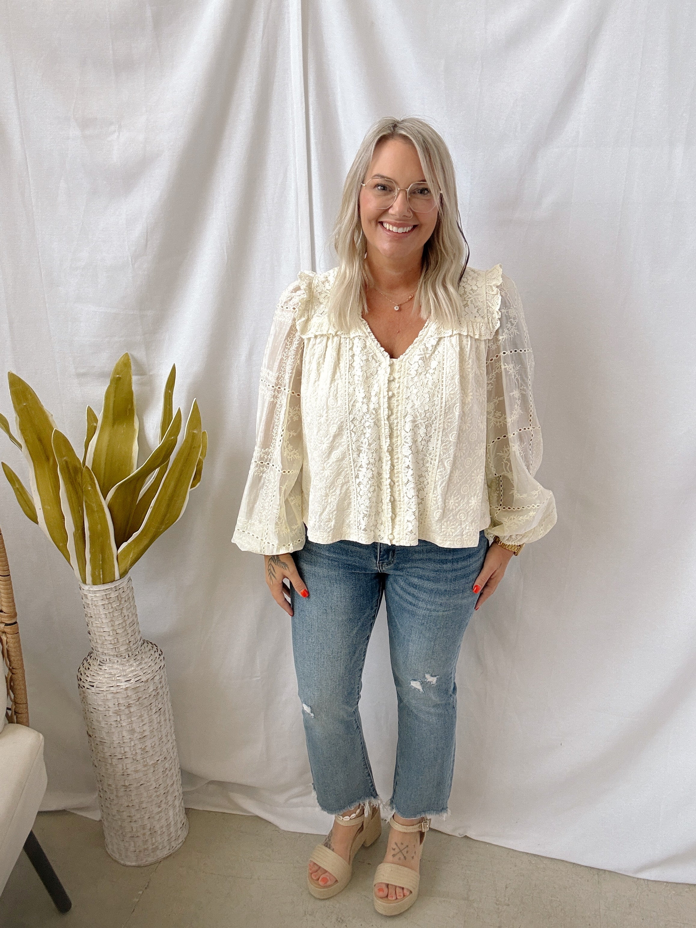 Boho Cream Top-Final Sale-Long Sleeve Tops-listicle-The Silo Boutique, Women's Fashion Boutique Located in Warren and Grand Forks North Dakota