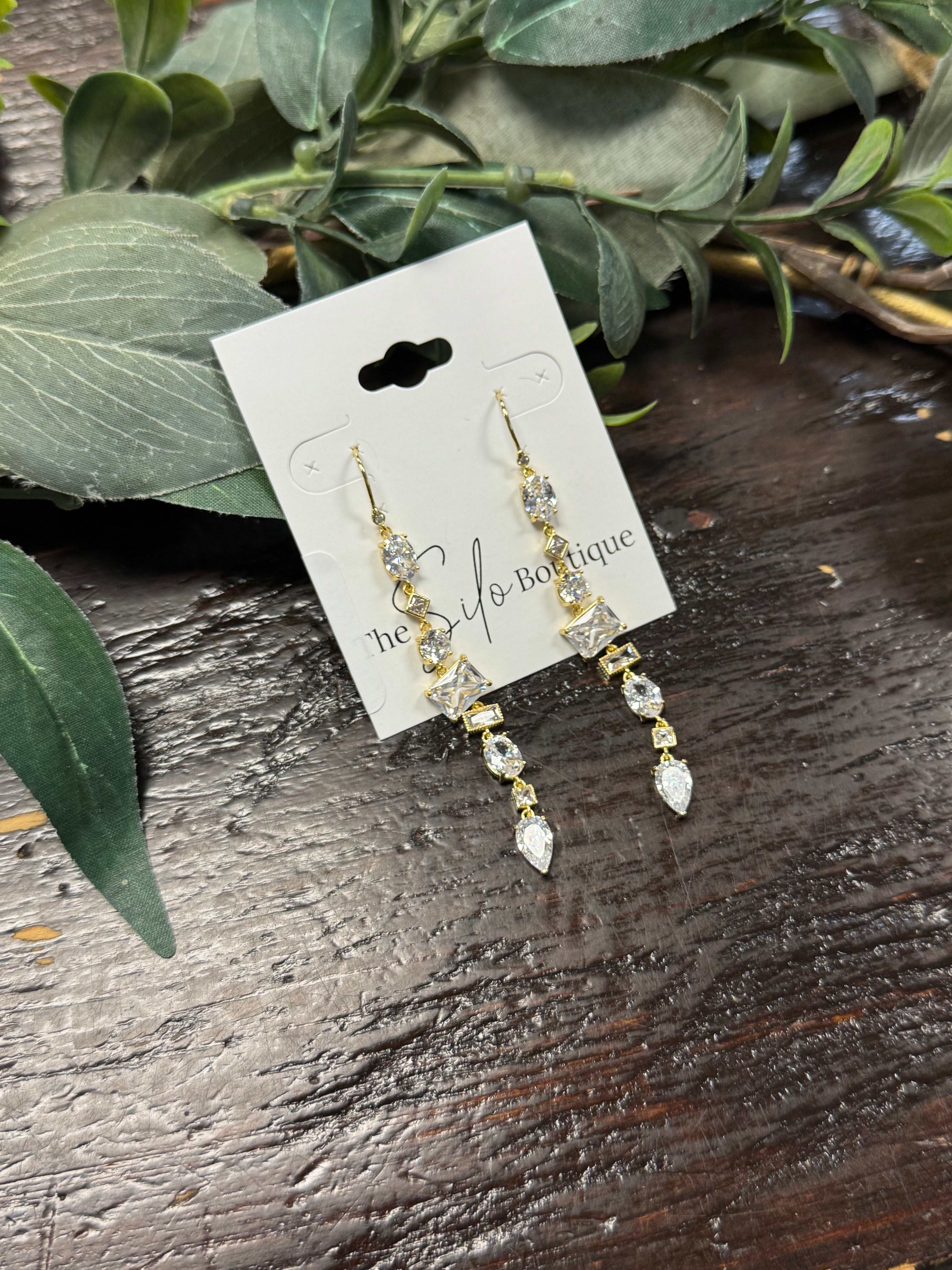 Dangle Stone Long Earrings-Earrings-Fame-The Silo Boutique, Women's Fashion Boutique Located in Warren and Grand Forks North Dakota