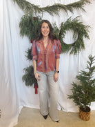 Glam Ruffle Smocked Top-Rust-Short Sleeve Tops-glam-The Silo Boutique, Women's Fashion Boutique Located in Warren and Grand Forks North Dakota