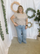 Kelly Slub Rolled Sleeve Tee-Short Sleeve Tops-Zenana-The Silo Boutique, Women's Fashion Boutique Located in Warren and Grand Forks North Dakota
