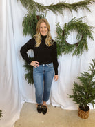 Black Ribbed Mock Sweater-Sweaters-she and sky-The Silo Boutique, Women's Fashion Boutique Located in Warren and Grand Forks North Dakota