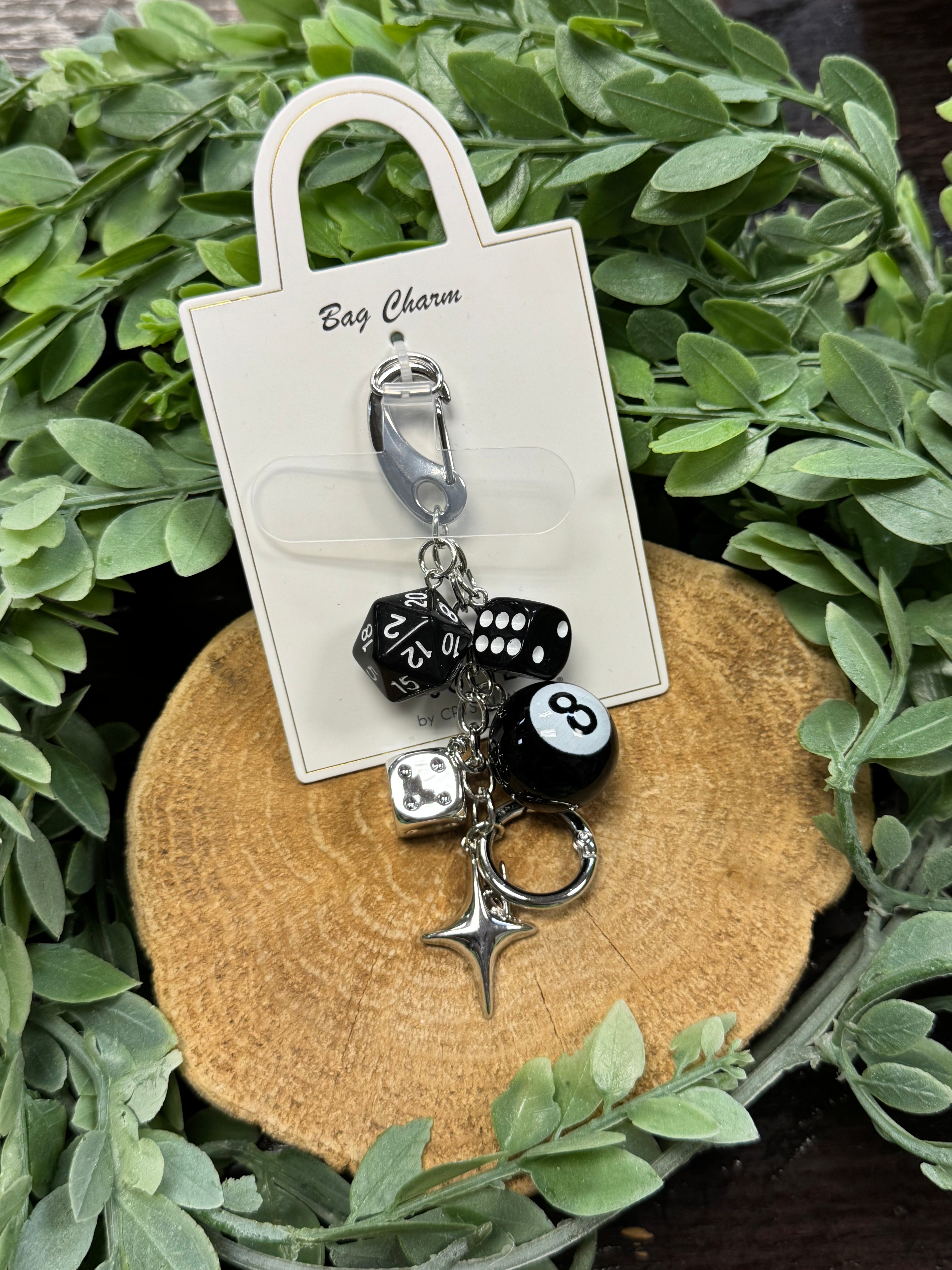 Silver 8 Ball Key Charm-Keychains-Fame-The Silo Boutique, Women's Fashion Boutique Located in Warren and Grand Forks North Dakota