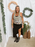 Missy Thigh Slit Denim Skirt-Black-Jeans-miss sparkling-The Silo Boutique, Women's Fashion Boutique Located in Warren and Grand Forks North Dakota
