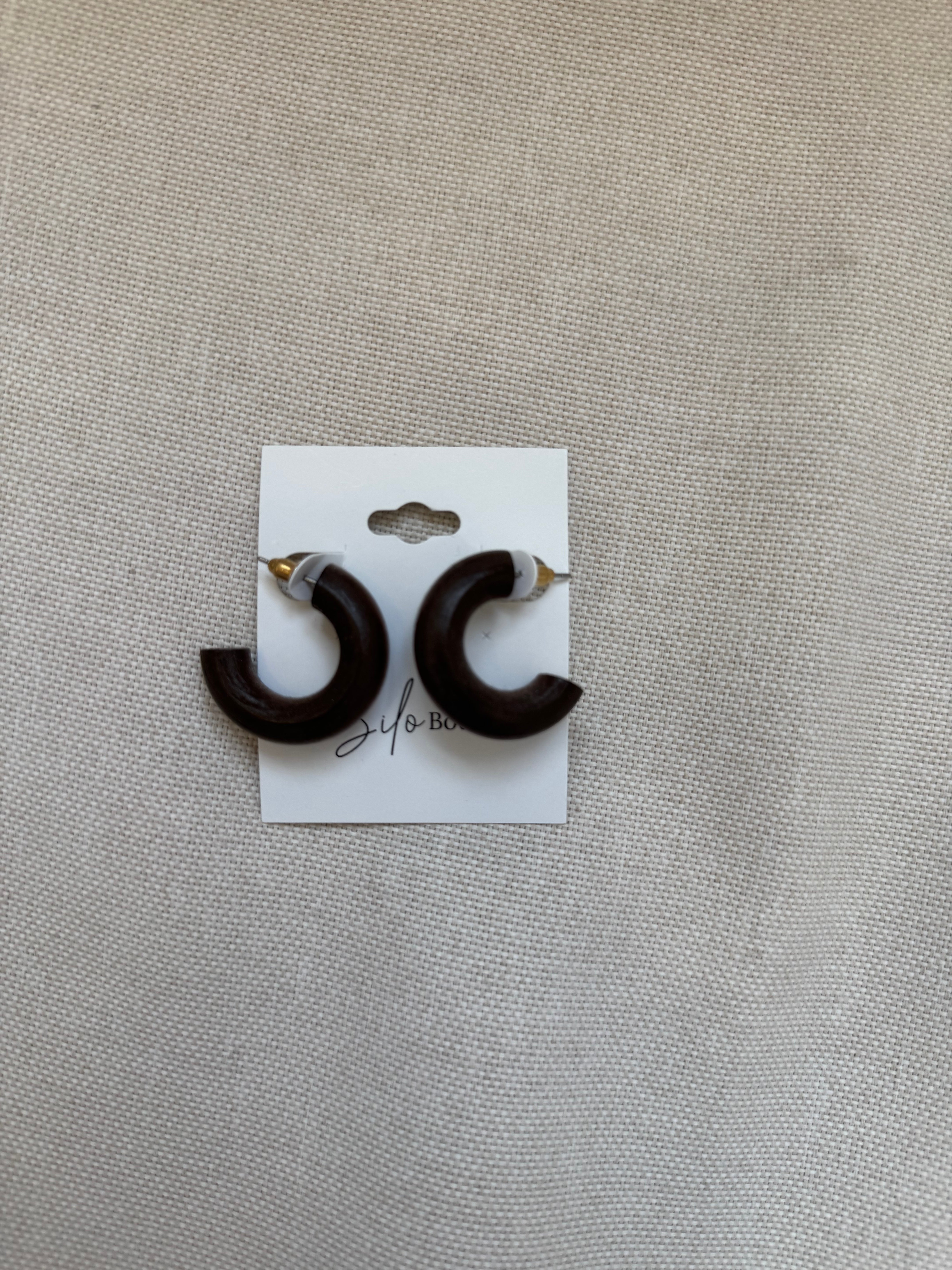 Dark Brown Chub Hoop Earrings-earrings-Dallas Market-The Silo Boutique, Women's Fashion Boutique Located in Warren and Grand Forks North Dakota