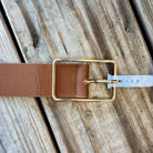 Rectangle Cut Out Buckle Belt-Brown-Belts-Fame-The Silo Boutique, Women's Fashion Boutique Located in Warren and Grand Forks North Dakota