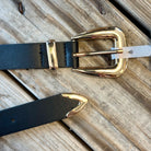 Black Belt with Gold Buckle-Belts-Fame-The Silo Boutique, Women's Fashion Boutique Located in Warren and Grand Forks North Dakota