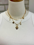 Studded Heart Lock Charm Necklace-Necklaces-Fame-The Silo Boutique, Women's Fashion Boutique Located in Warren and Grand Forks North Dakota