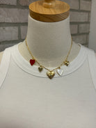 Gold Dipped 5 Hearts Necklace-Necklaces-Fame-The Silo Boutique, Women's Fashion Boutique Located in Warren and Grand Forks North Dakota