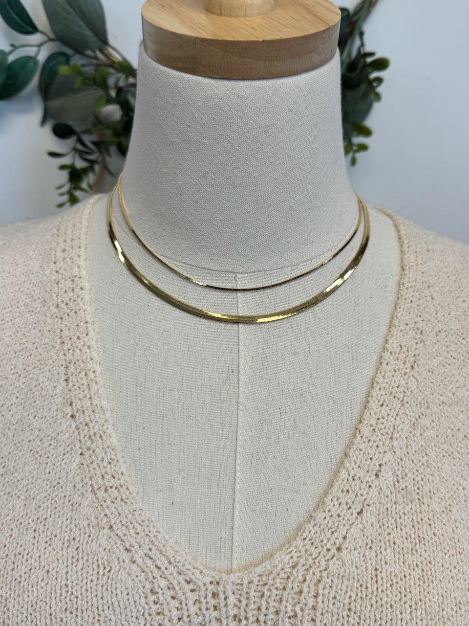 Layered Flat Snake Chain Necklace-Necklaces-Fame-The Silo Boutique, Women's Fashion Boutique Located in Warren and Grand Forks North Dakota