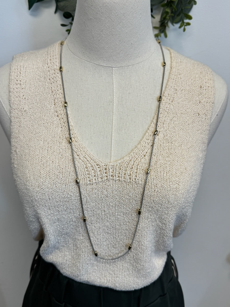Two Tone Long Necklace-Necklaces-Fame-The Silo Boutique, Women's Fashion Boutique Located in Warren and Grand Forks North Dakota
