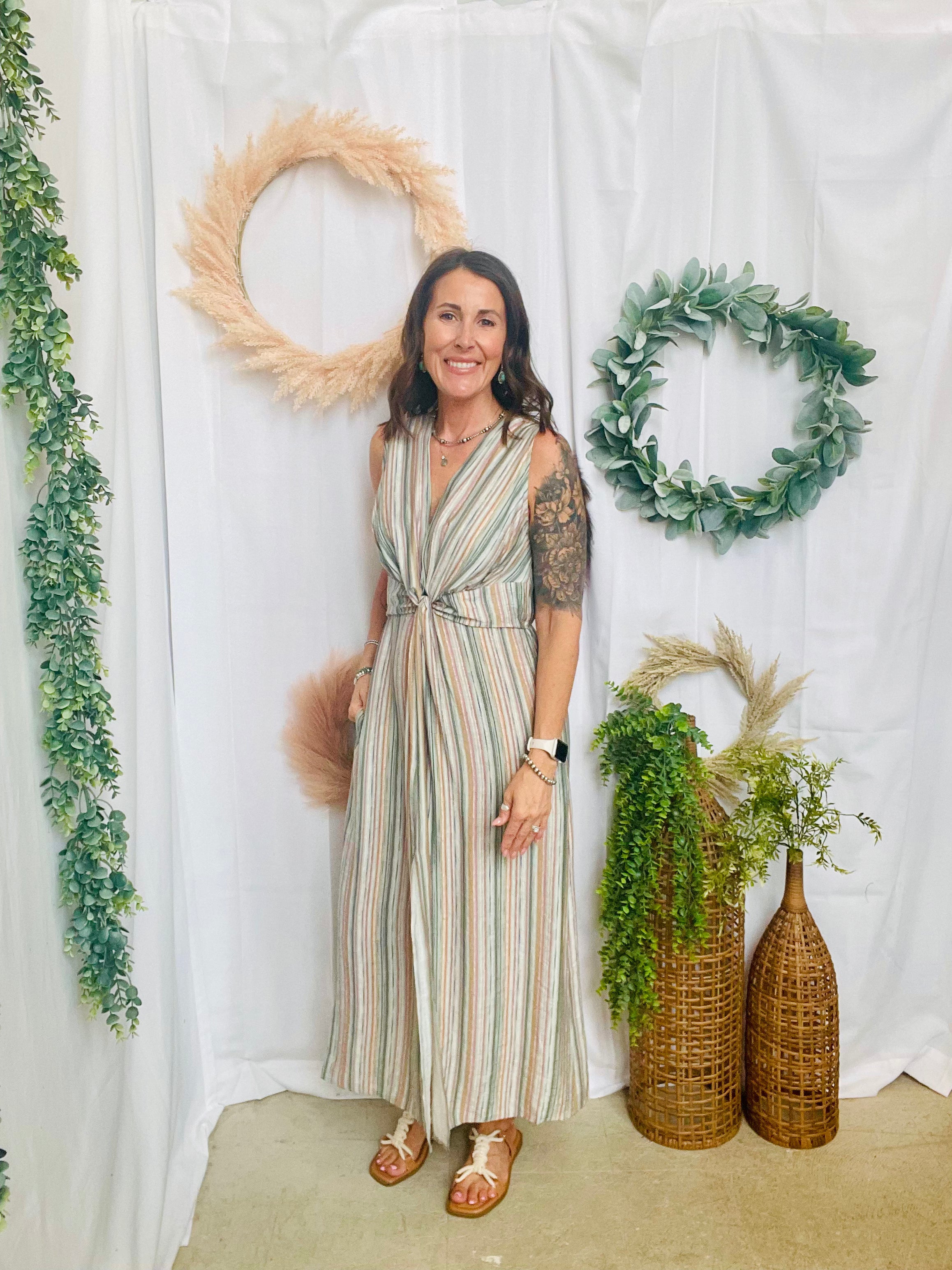 Coastal Breeze Knot Front Midi Dress-Dresses-cozy co-The Silo Boutique, Women's Fashion Boutique Located in Warren and Grand Forks North Dakota