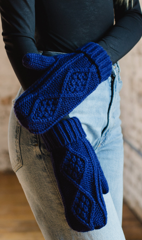 Panache Royal Blue Cable Mittens-Final Sale-Gloves & Mittens-panache-The Silo Boutique, Women's Fashion Boutique Located in Warren and Grand Forks North Dakota