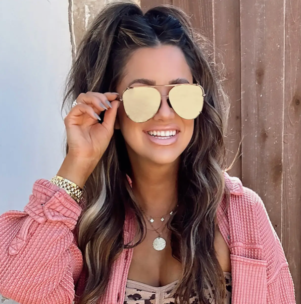 TopFoxx Cristina Gold Sunglasses-Sunglasses-topfoxx-The Silo Boutique, Women's Fashion Boutique Located in Warren and Grand Forks North Dakota