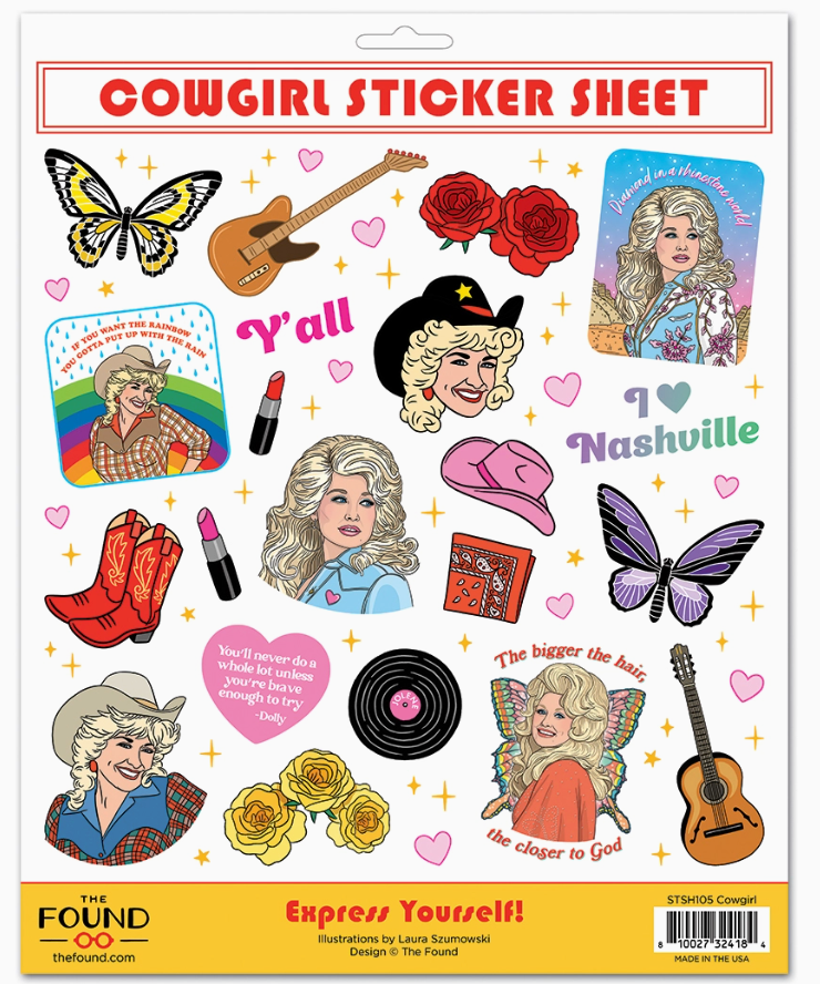 Dolly Cowgirl Sticker Sheet-Stickers-fair-The Silo Boutique, Women's Fashion Boutique Located in Warren and Grand Forks North Dakota