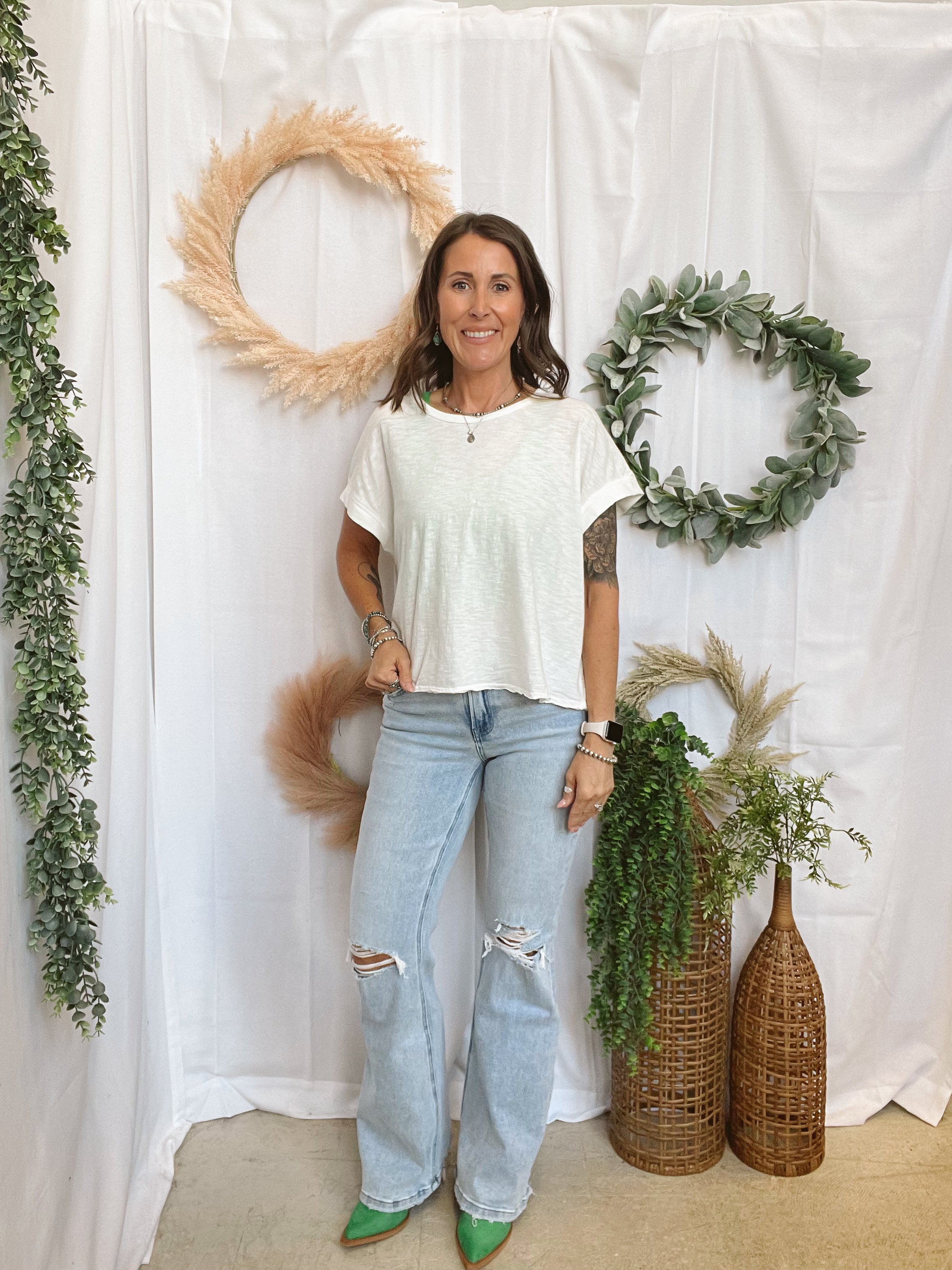 Trina Open Back Tee-White-Short Sleeve Tops-hyfve-The Silo Boutique, Women's Fashion Boutique Located in Warren and Grand Forks North Dakota