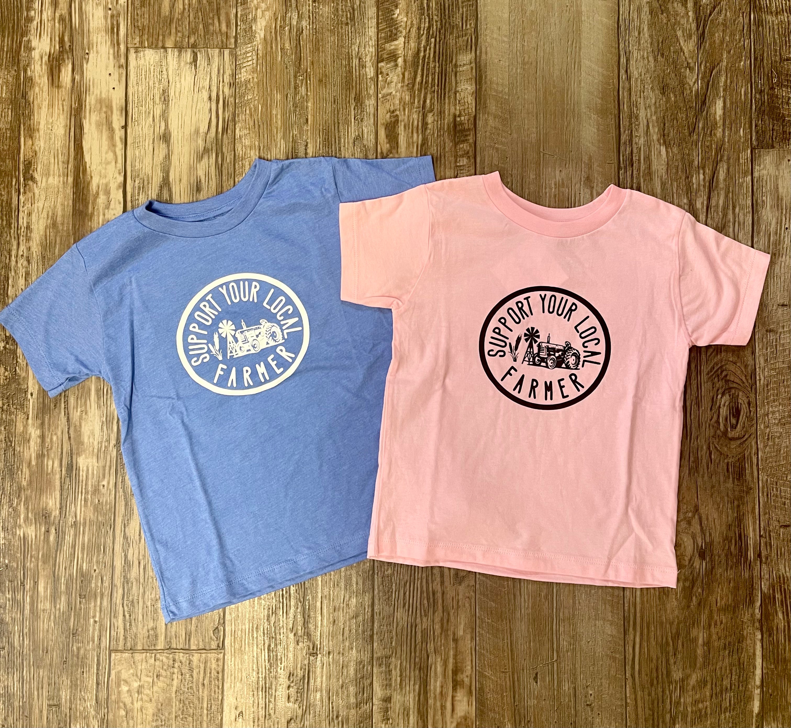 Kids Support Your Local Farmer Tee-Final Sale-Graphic Tees-Oceans & 7th-The Silo Boutique, Women's Fashion Boutique Located in Warren and Grand Forks North Dakota