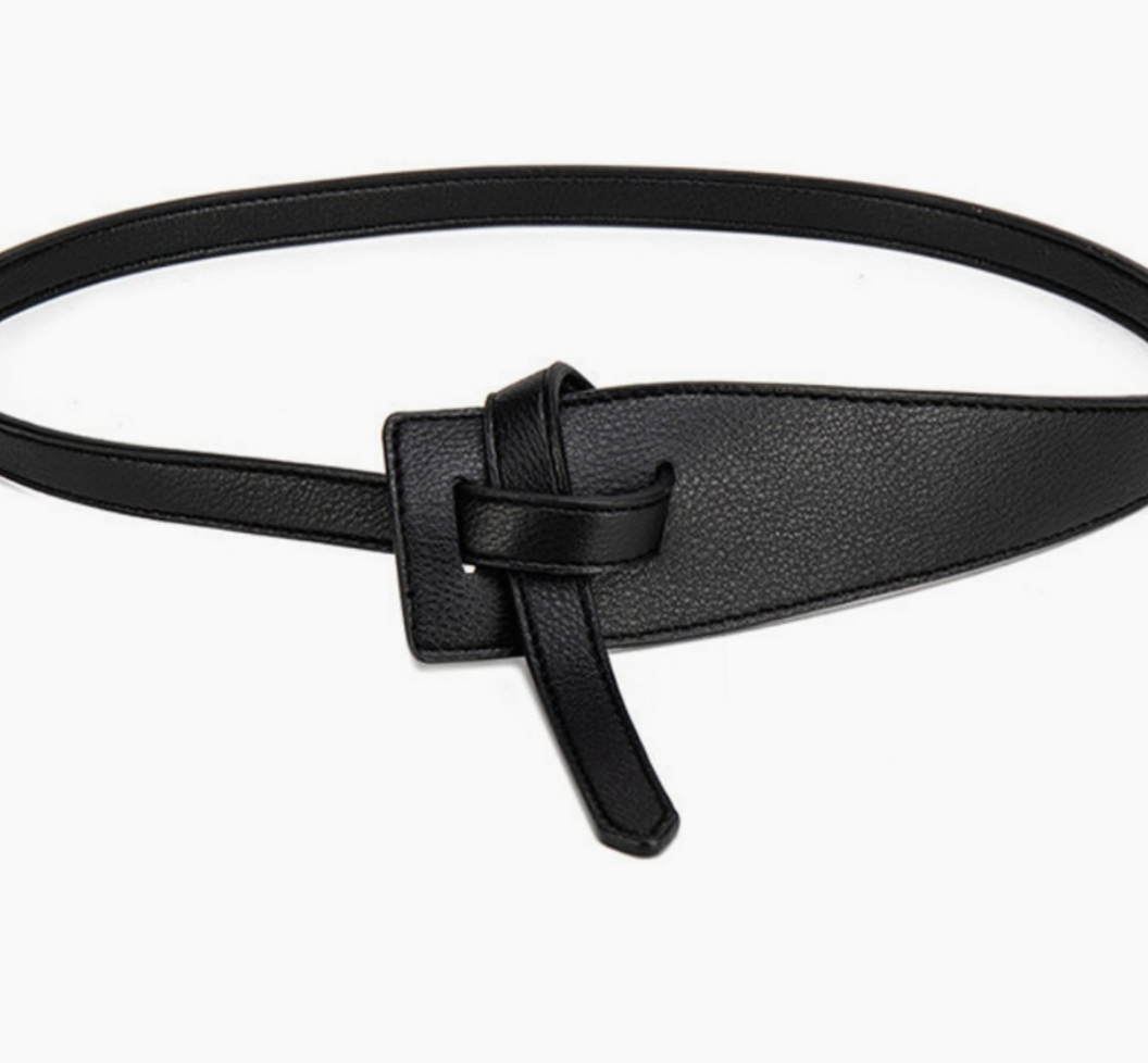 Ave Black Leather Tie Belt-Final Sale-Belts-Avenue Zoe-The Silo Boutique, Women's Fashion Boutique Located in Warren and Grand Forks North Dakota