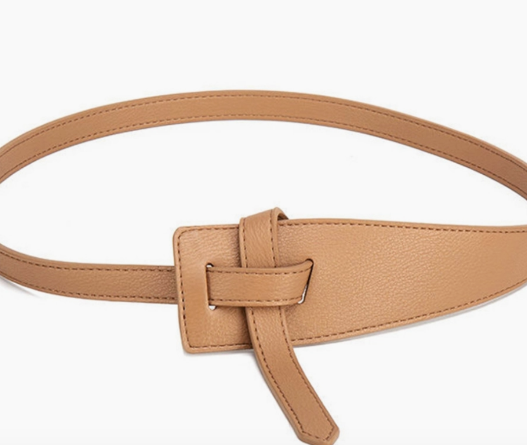 Ave Beige Leather Tie Belt-Final Sale-Belts-Avenue Zoe-The Silo Boutique, Women's Fashion Boutique Located in Warren and Grand Forks North Dakota